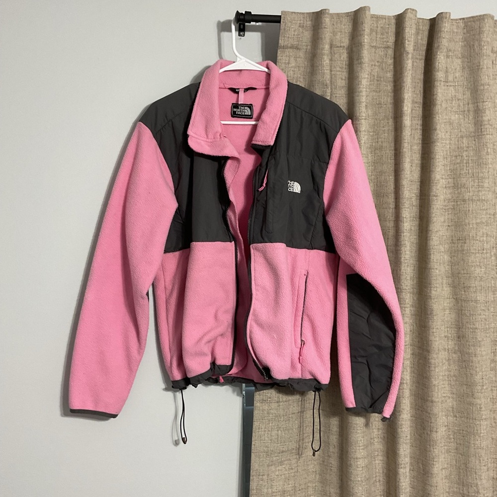 The North Face Pink and Black Ski Jacket with High Collar